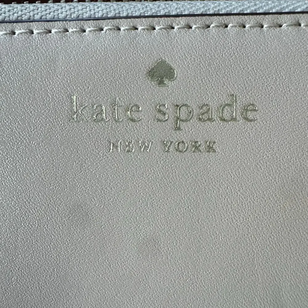 Kate Spade Zip Around pale pink Wallet Continental Card Holder Pocket‎ gold logo